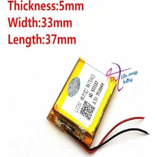 3.7V 750mAh [503337] Liter energy battery Polymer lithium ion / Li-ion battery for mp3 mp4 smart watch speaker POWER BANK
