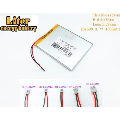 407698 3.7V 4500mAH Li-ion Polymer lithiumion battery for 3.7V 407698 PLUG 7,8,9 inch tablet PC polymer rechargeable battery