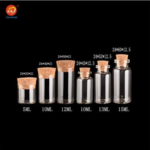 5ml 10ml 15ml Mini Glass Bottle with Corks Empty Glass Glass Jars Vial for Gift Bottles Crafts Gift Wedding Jars 50pcs