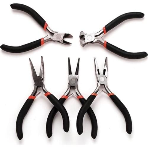 5pcs Beading Handle Pliers Tool Kit Jewelry Plier Ferronickel Carbon-hardened Steel Beading Cutting Joint Pliers TP-054
