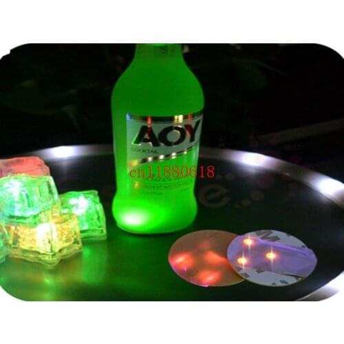 500pcs/lot Free Shipping LED Flashing Bottle Coaster Sticker For Wedding Drinks/Glasses Night Club Party Decoration