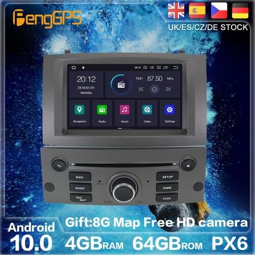 Android 10.0 64G PX6 GPS Navigation For Peugeot 407 2008-2014 Auto Radio Stereo Car CD DVD Multimedia Auto Player HeadUnit 2DIN