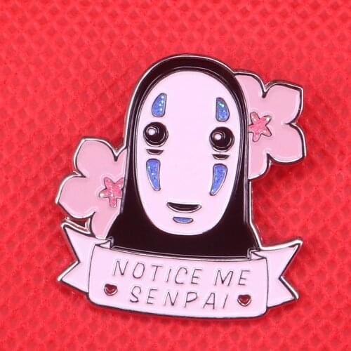 No face pin notice me Senpai brooch sakura cherry blossom badge Hayao Miyazaki anime jewelry cute ghost pins Halloween gift