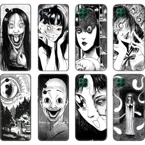 Black tpu Case For Huawei P30 Lite P30 Pro P40 Case For Huawei P40 LITE E P Smart 2020 Case Cover Junji Ito Tees Horror