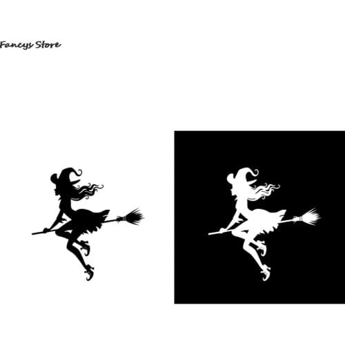 Witch Car Sticker Window Sticker Horror Halloween Decoration Wall Sticker Witches Riding Broomstick Black And White Sticker New