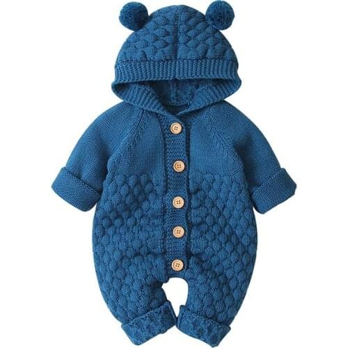 Baby knit Rompers Cartoon Bear Knitted autumn Newborn Boys Jumpsuits Clothes winter Long Sleeve Toddler Sweater Children Overall