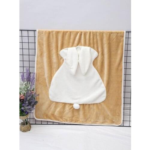 Rabbit Ears Double Thicker Blankets Newborn Bedding Small Blankets Autumn Winter Coral Fleece Towel Blankets Breastfeeding Cover