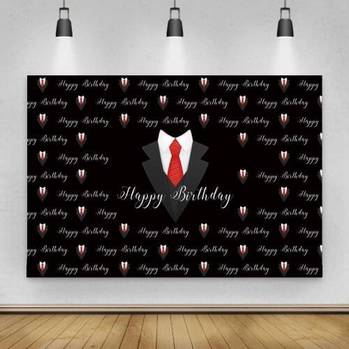Office Suit Men Happy Birthday Photography Backdrops Black Business Officer Celebration Drink Party Backgrounds Signature Wall