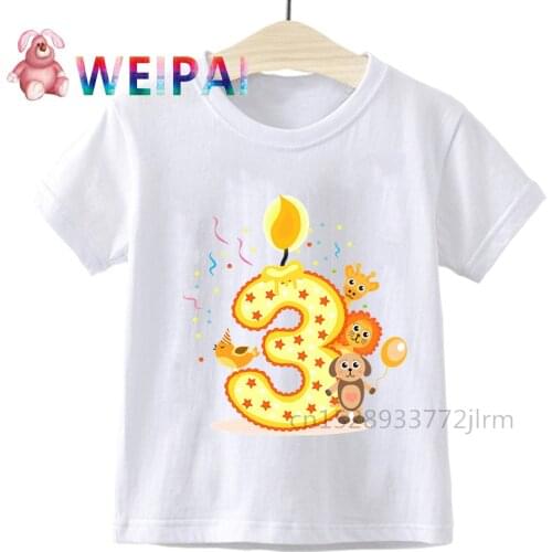Baby 3 Year Old T Shirt Kids Cute Cartoon Birthday Number 3 Print T-shirts Boy&Girl I Am 3 Funny Gift Tshirt Children Tops