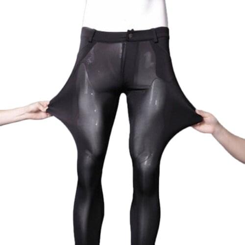 Korean Slim Tide Male Pencil Pants High Elastic Ice Silk Leggings Breathable Casual Pants Tight Jogger Well-Fitting Trousers