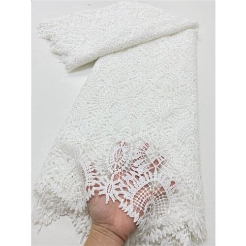 White African Guipure Lace Fabric 2021 High Quality Lace Nigerian Milk Silk Lace Fabrics Embroidery For Party NI5133-1