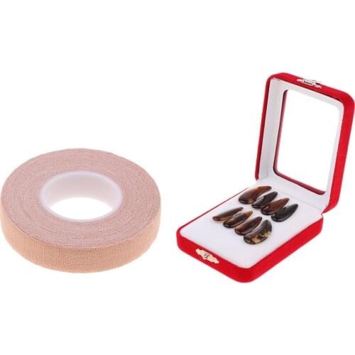 Guzheng Finger Picks with Groove and Arc Nails+500cm Adhesive Tape