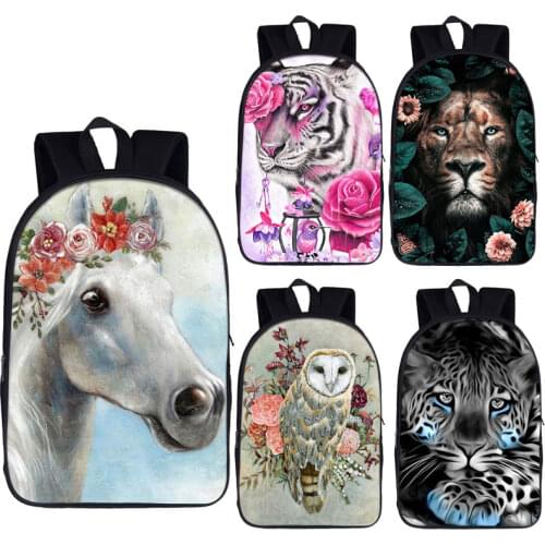 Cute Animal Tiger Horse Lion Owl Backpack for Teenager Daypack Children School Bags Women Rucksack Girl School Backpack Book Bag