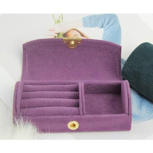Mini FlockTravel Jewelry Case Ring Organizer Portable Storage Box for Necklaces and Bracelets