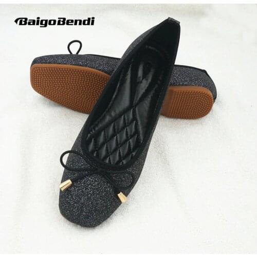 Fashion Sequined Cloth Bowknot Flats Ladies Shoes Light Weight Girls Shinning Flat Shoes Casual Spring Summer Shoes