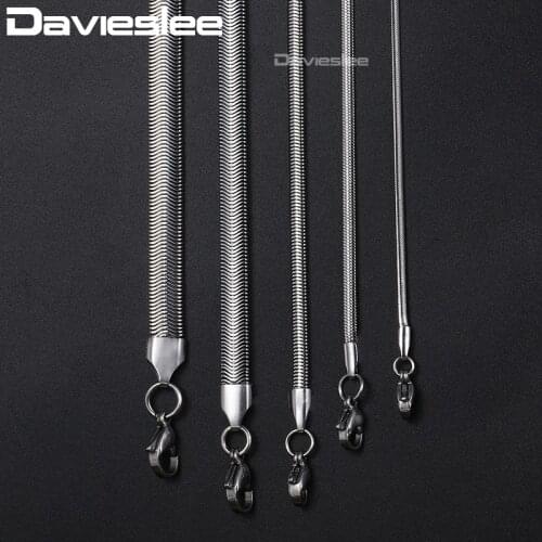 Mens Necklace Chain Silver Color Snake Herringbone Stainless Steel Chains Necklaces for Men Jewelry 1.5 2.5 3 5 6mm LKNM133
