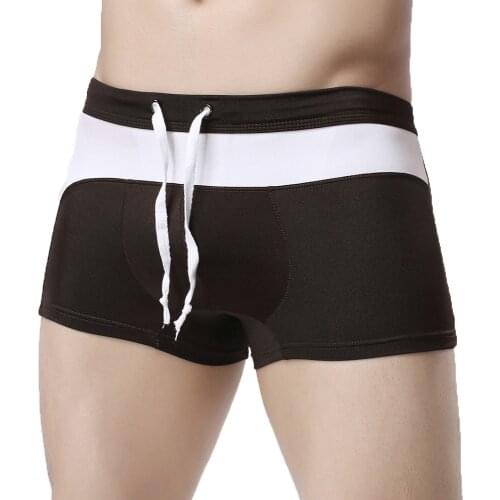 Mens Boxer Briefs Beach Stitching Contrast Color Swimming Trunks Underwear Slip Homme Calzoncillos Bamboo Hole Shorts Boxers