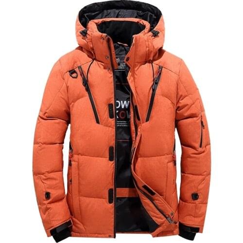 2020 Winter Snow Down Jacket Men Casual Thick Warm Parkas Hooded Coats Multi-pocket White Duck Down Windbreaker Jackets Overcoat