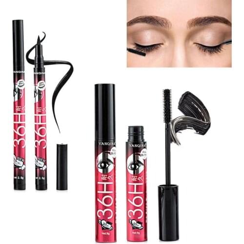 2PCS/Set Mascara Set Eye Makeup Set Black Waterproof Eye Makeup Wears Up To 36H TSLM1
