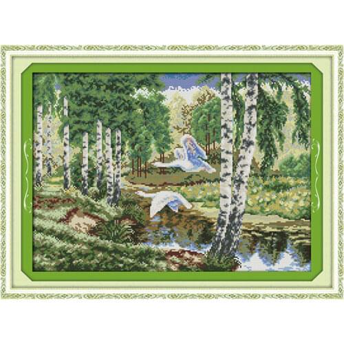 Seaside landscapes cross stitch kit lanscape garden 14ct 11ct count printed canvas stitching embroidery DIY handmade needlework