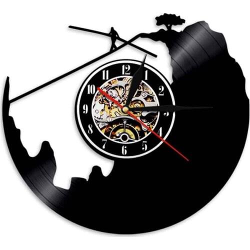 High-Altitude Tightrope Theme Vinyl Record Wall Clock Modern Design Extreme Sport Wire Walking Creative Home Decor Wall Watch