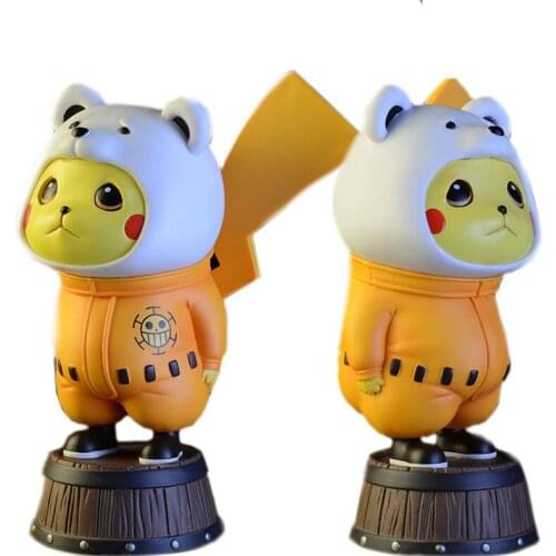 One Piece GK Is So Pitiful Anime Figures Pikachu COS Beibo Bear Cross Dress Cute Figure Large Statue Decoration Model Kids Toys
