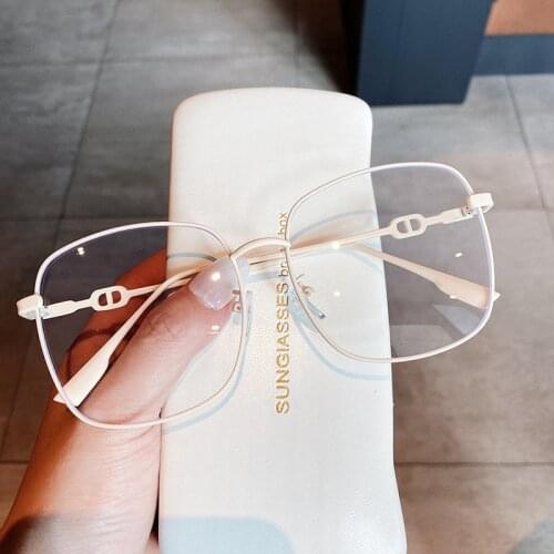 Oversized Paint White Glasses Frame clear lens Blue Light Ray Glasses mens square transparent eyeglasses Metal Fashion Eyewear
