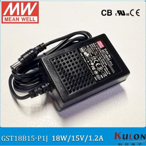 Original Meanwell GST18B15-P1J 18W 15V 1.2A Level VI MEAN WELL desktop Adaptor Output Interface 5.5mm*2.1mm Power Supply