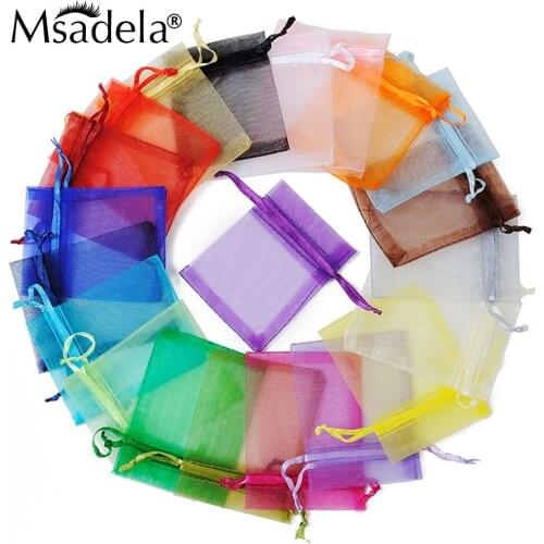 Wholesale 25MM Mink Lashes Gift Packaging Eyelashes Package Bag Make Up Drawstring Organza Pouches Jewelry Display Packaging