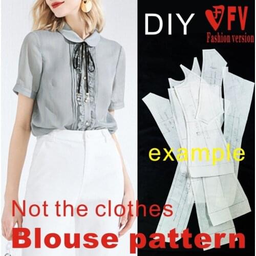 Tailor pattern womens chiffon short-sleeved shirt top pattern 1:1 clothing design drawing BCY-134