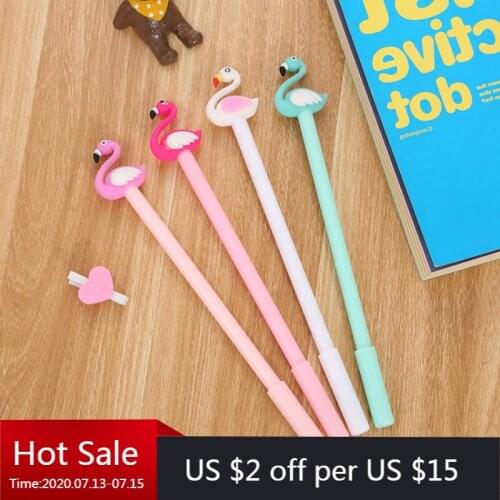 40 PCs Creative Flamingo Neutral Pen Cartoon Animal Modeling Learning Stationery Water-based Pen Wholesale