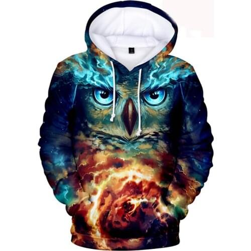 New arrival 3D Hoodie sweatshirt men/women Wolf Owl Print hit hop Hoodies Sweatshirts harajuku Adult Child Size Design Clothes