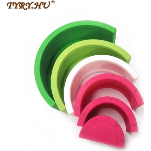 TYRY.HU 6pcs/set Baby Toys Sensory Silicone Educational Building Blocks Watermelon Shape 3D Silicone Babies Rubber Teether Toys