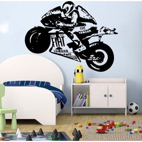 Valentin Motorcycle Scooter Ross Player Wall Sticker Boy Room Playroom Autocycle Autobike Sport Wall Decal Bedroom Vinyl Deco