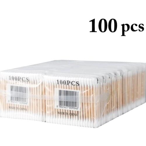 Kapmore 100PCS Cotton Swab Wood Stick Double Head Cotton Stick Makeup Swab For Beauty Makeup Nose Ears Cleaning
