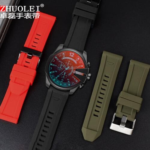 High Quality silicone Rubber Watch band Suitable For diesel dz4318/4323/4283/7315/4427 men waterproof soft large strap 24mm26mm