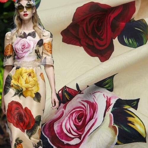Hot sale print jacquard tapestry satin fashion fabric for dress tissu au meter tissus stoffen tela bazin riche getzner telas DIY