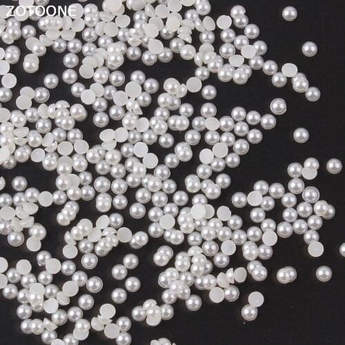 ZOTOONE 1000pcs Rice White Pearls Half Round Beads for DIY Craft Scrapbook Decoration Flat Back Rhinestones on Clothes Applique