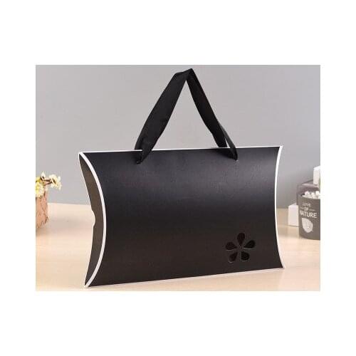 10pcs Black candy Box bag New craft paper Pillow Shape Wedding Favor Gift Boxes pie Party Box bags eco friendly kraft promotion