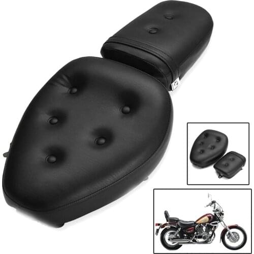 2PCS/Set Replacement for Yamaha Virago XV250 1988-2013 2009 2010 PU Leather Black Front Rear Motorcycle Seat