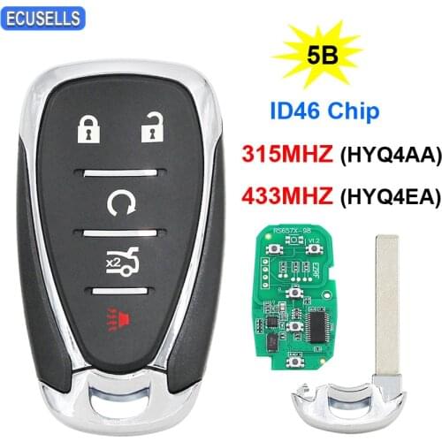 4+1/5 Button Remote Smart Car Key Fob 315MHz or 433MHz ID46 Chip for Chevrolet Camaro Equinox Cruze Malibu Spark HYQ4AA HYQ4EA