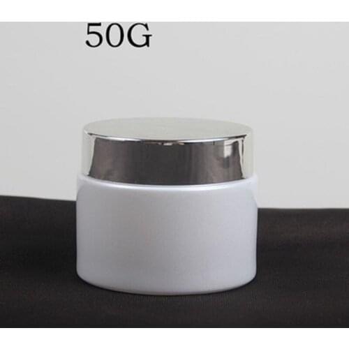 50G blue/frosted/white/green glass jar/bottle shiny silver lid for essence/eye cream/day cream/moisturizer/gel cosmetic packing