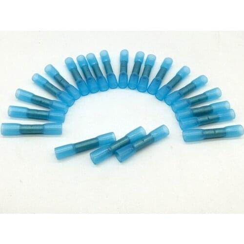 50pcs BHT2 Insulated Heat Shrink Butt Wire Electrical Crimp Terminal Connector 14-16AWG