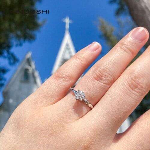 AINUOSHI Sparkling 0.5 carat Real Moissanite Wedding Rings For Women White Gold Color 100% 925 Sterling Silver Fine Jewelry Gift