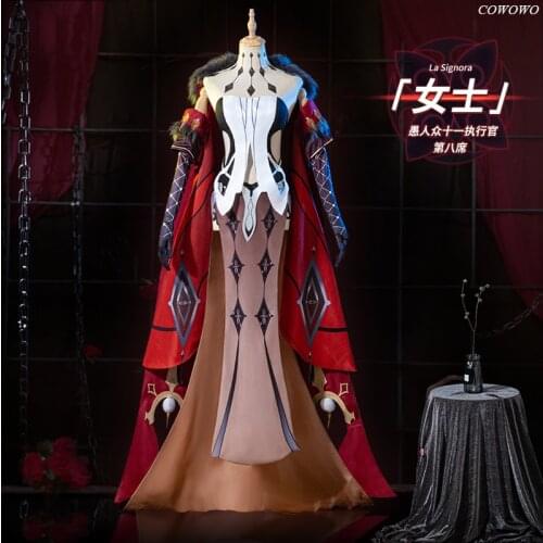 Anime! Genshin Impact La Signora Villain Game Suit Elegant Dress Uniform Cosplay Costume Halloween Party Outfit Women 2021 NEW