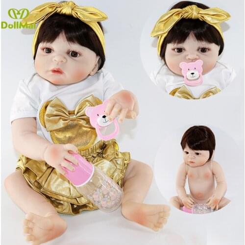 Bebes reborn de silicone real 23"57cm full silicone reborn girl dolls toys lifelike newborn toddler baby dolls gift
