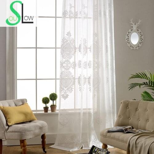 Slow Soul Curtains White Modern Jacquard French Window Floral For Living Room Cortinas Tulle Sheers Chiffon Bedroom And Kitchen