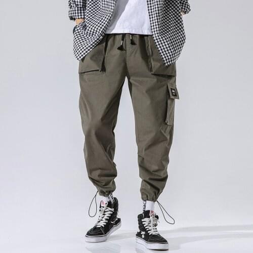 Men Casual Pants New Harajuku Style Mens Fashion Simple Loose Ankle-Length Pants Wild Harem Pants Male