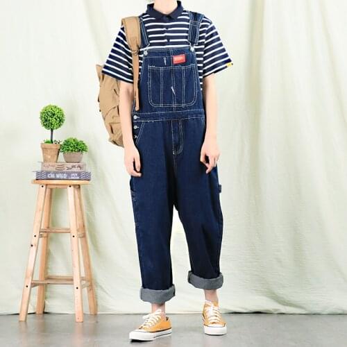 Jeans Men New Retro Straight Denim Overalls Mens Overalls Korean Denim Suspenders