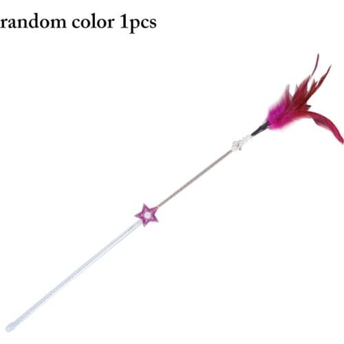 1PCS Random Color Faux Feather Cat Wand Toy Star Funny Cat Teaser Wand Kitten Interactive Toy with Bell Training Toys